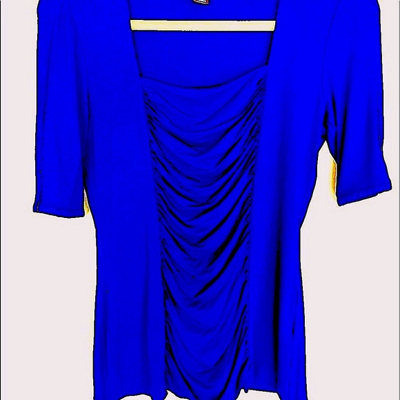 WHBM XS-S No wrinkle roughed brilliant blue top - Picture 1 of 4